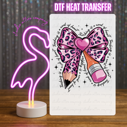 Teacher pencil, Valentine, Heat transfer, Press and peel, Full color, Instant press, MTO