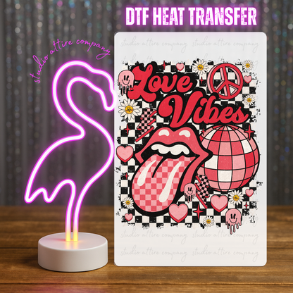 Love vibes, Valentine, Heat transfer, Press and peel, Full color, Instant press, MTO
