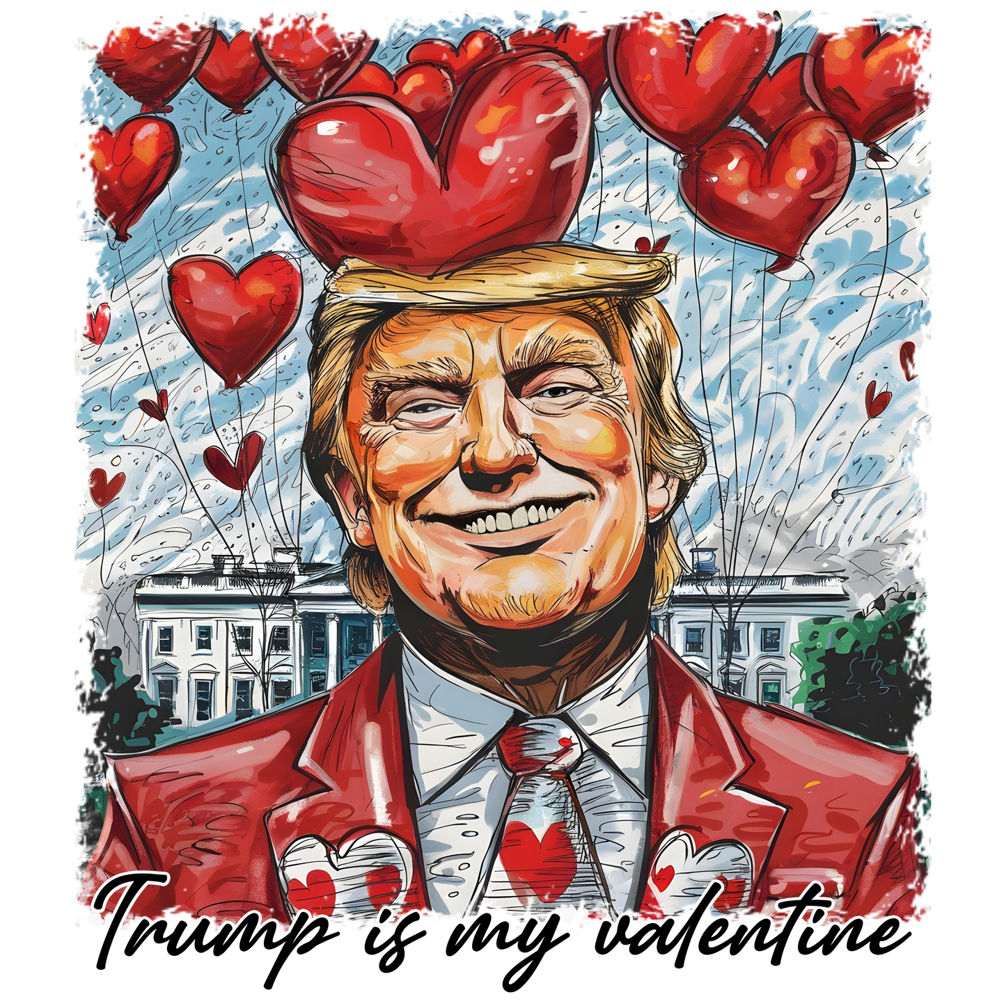 Trump, San Valentín, transferencia de calor, prensa y despega, sin camiseta, hecho a pedido