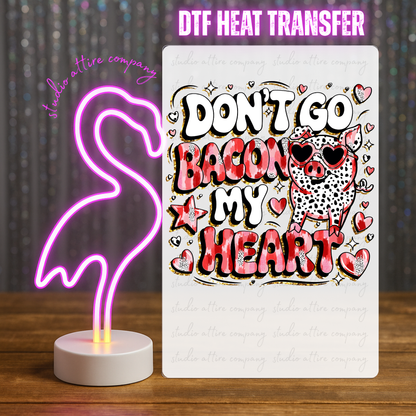 Bacon my heart, Valentine, Heat transfer, Press and peel, Full color, Instant press, MTO, 1595