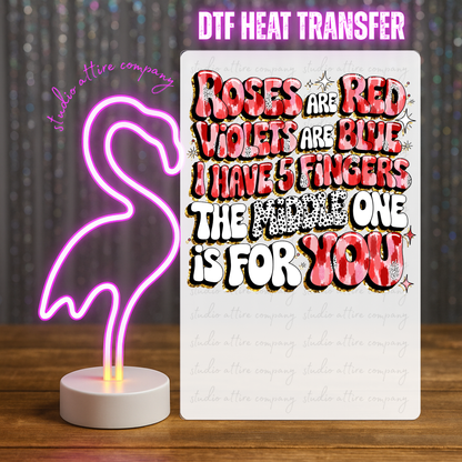 Roses are red, Valentine, Heat transfer, Press and peel, Full color, Instant press, MTO