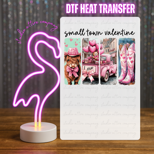 Small town valentine, Valentine, Heat transfer, Press and peel, Full color, Instant press, MTO
