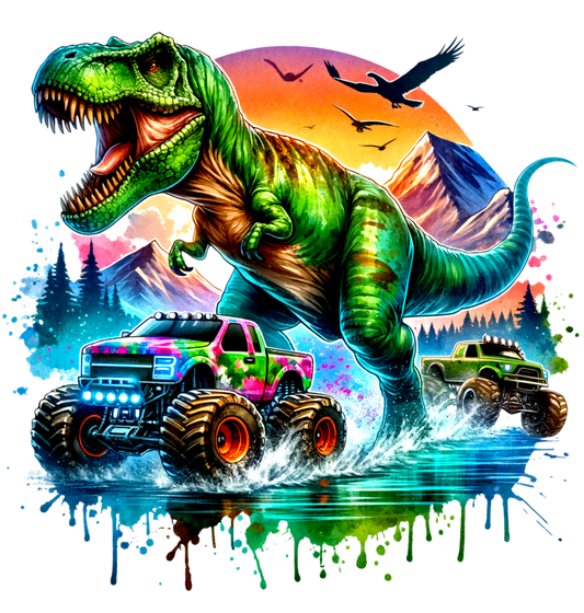 Dinosaurio, transferencia de calor, prensa y desprendimiento, sin camisa, hecho a pedido