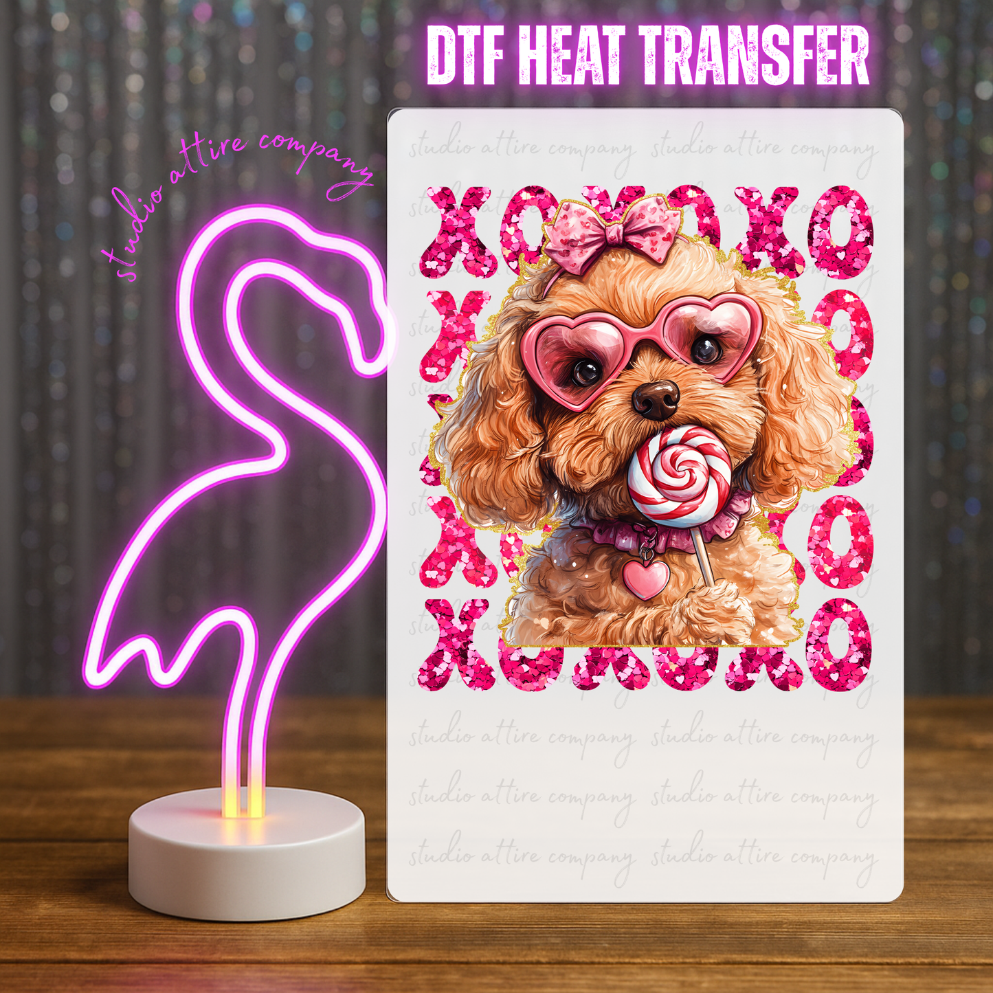 Xoxo dog, Valentine, Heat transfer, Press and peel, Full color, Instant press, MTO
