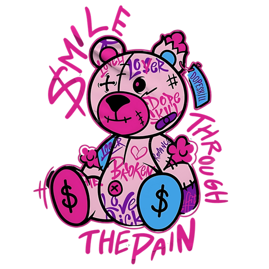 Smile through the pain, heat transfer, press and peel, no shirt, made to order