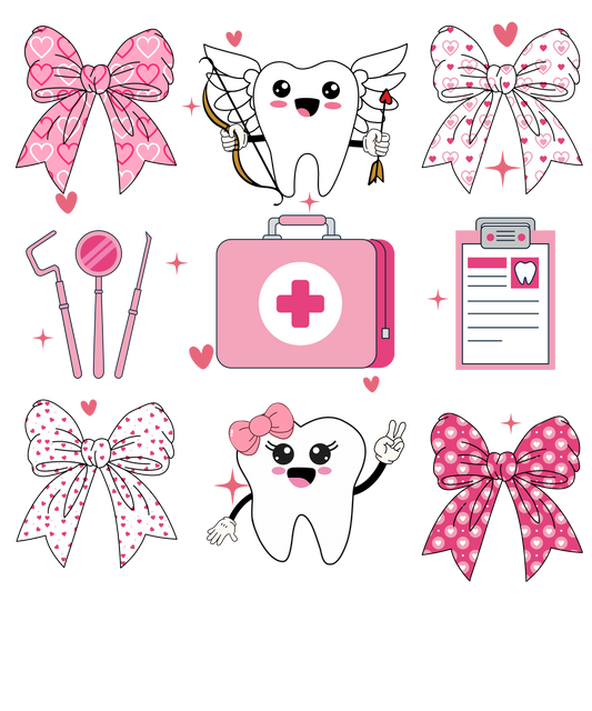 Dental, Valentine, heat transfer, press and peel, no shirt, made to order