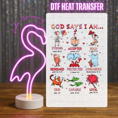 God says I am, Valentine, Heat transfer, Press and peel, Full color, Instant press, MTO, 1731