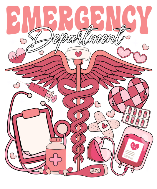 Emergency, valentine, heat transfer, press and peel, no shirt, made to order
