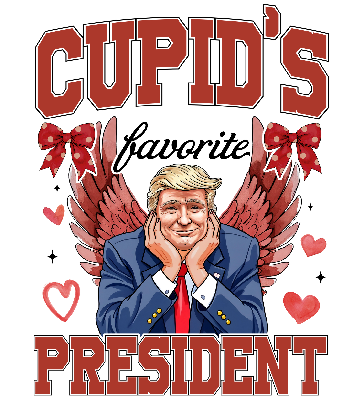Cupid's president, valentine, heat transfer, press and peel, no shirt, made to order