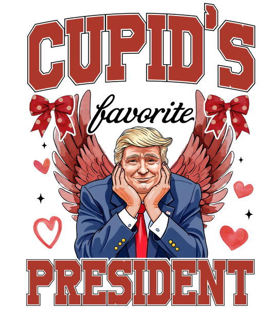 Cupid's president, valentine, heat transfer, press and peel, no shirt, made to order
