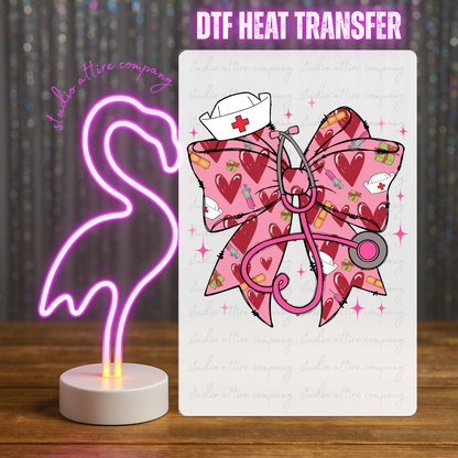 Nurse bow, Valentine, Heat transfer, Press and peel, Full color, Instant press, MTO, 1749