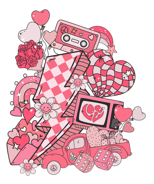 Retro, valentine, heat transfer, press and peel, no shirt, made to order