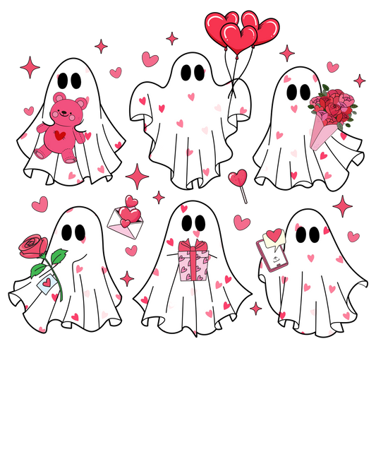 Ghosts, valentine, heat transfer, press and peel, no shirt, made to order