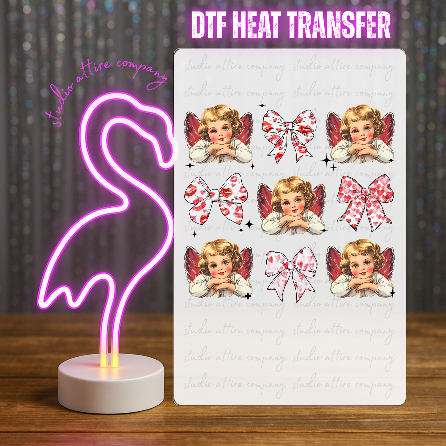 Angels and bows, Valentine, Heat transfer, Press and peel, Full color, Instant press, MTO, 1754