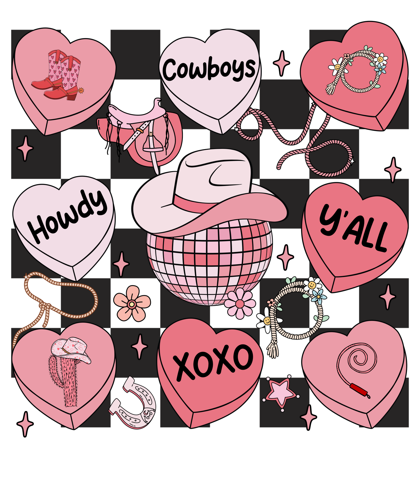Cowboy, valentine, heat transfer, press and peel, no shirt, made to order