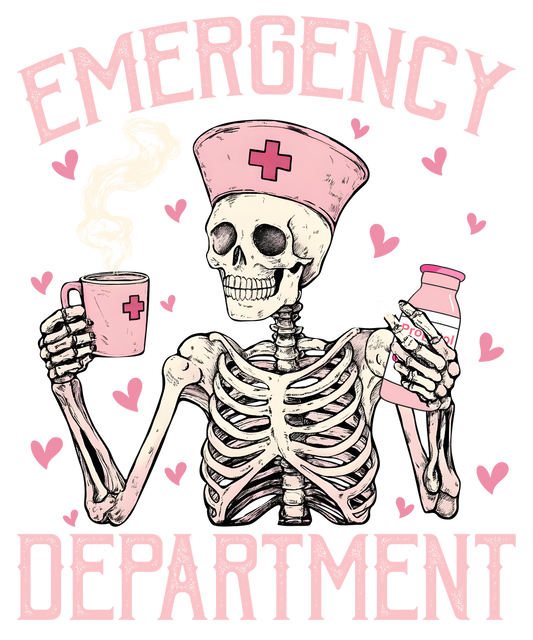 ER Depart, valentine, heat transfer, press and peel, no shirt, made to order