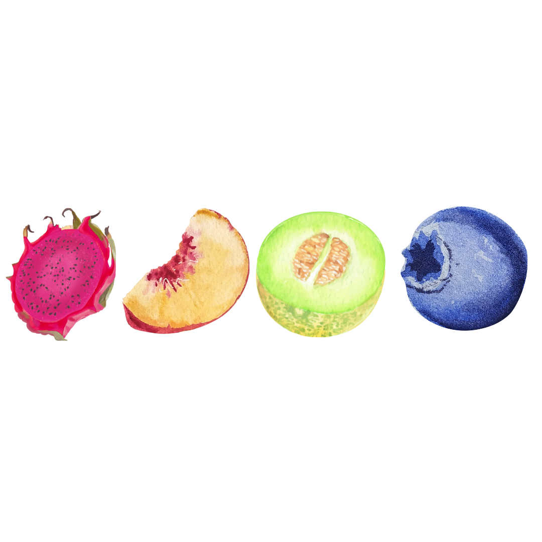 Fruits, heat transfer, press and peel, no shirt, made to order