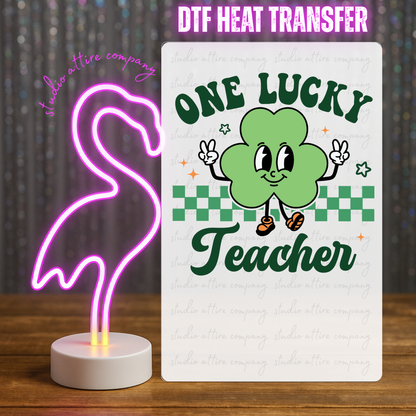 One lucky teacher, St. Patty's Day, DTF Heat Transfer, Press and peel, Full color, Instant press, MTO
