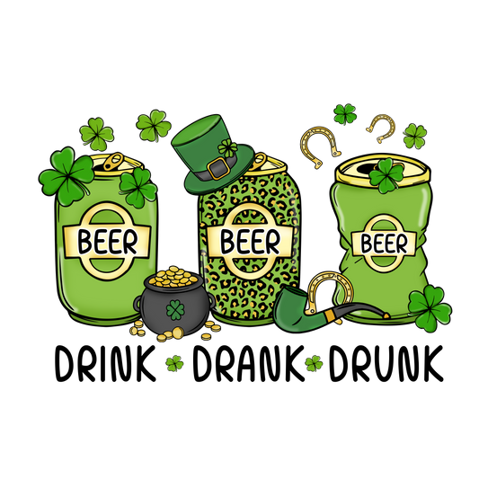 Drink, St. Patty, heat transfer, press and peel, no shirt, made to order