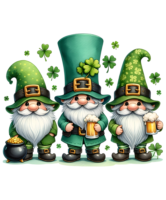 Gnomes, St. Patty, heat transfer, press and peel, no shirt, made to order