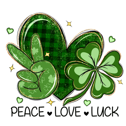 Peace, love, shamrock, St. Patty, heat transfer, press and peel, no shirt, made to order