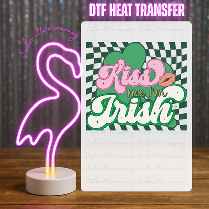 Kiss me I'm Irish, St. Patty Day, DTF Heat Transfer, Press and peel, Full color, Instant press, MTO