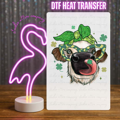 Cow, St. Patty Day, DTF Heat Transfer, Press and peel, Full color, Instant press, MTO