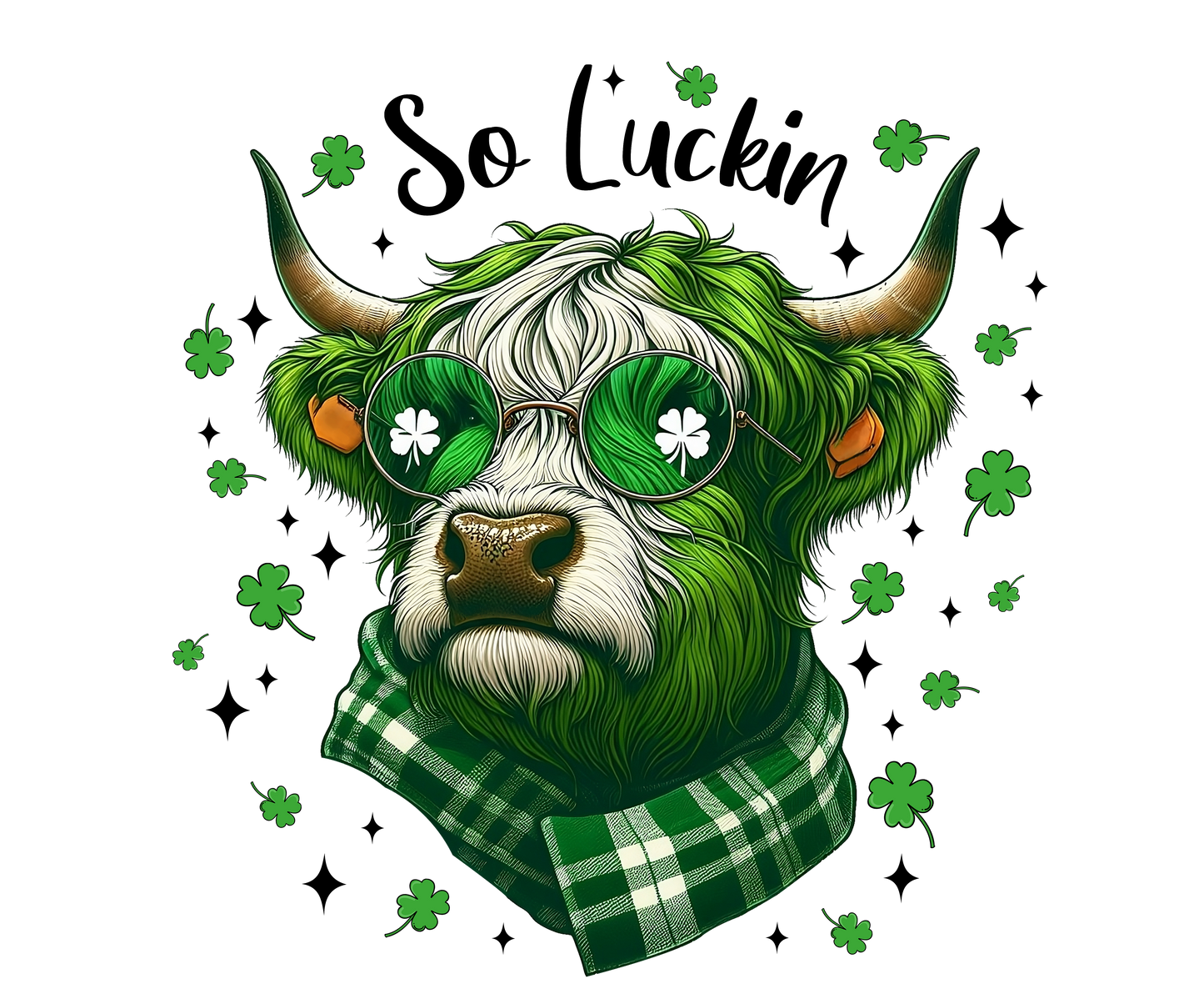 Cow, St. Patty, heat transfer, press and peel, no shirt, made to order