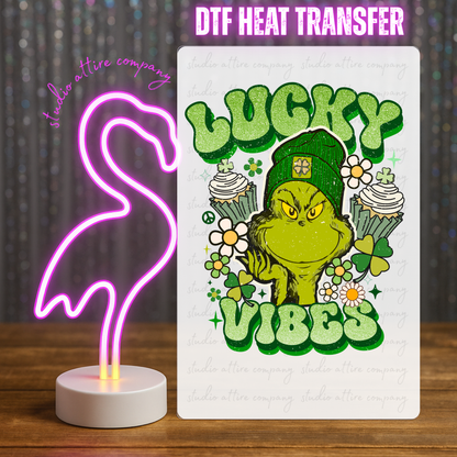 Lucky Vibes, St. Patty Day, DTF Heat Transfer, Press and peel, Full color, Instant press, MTO
