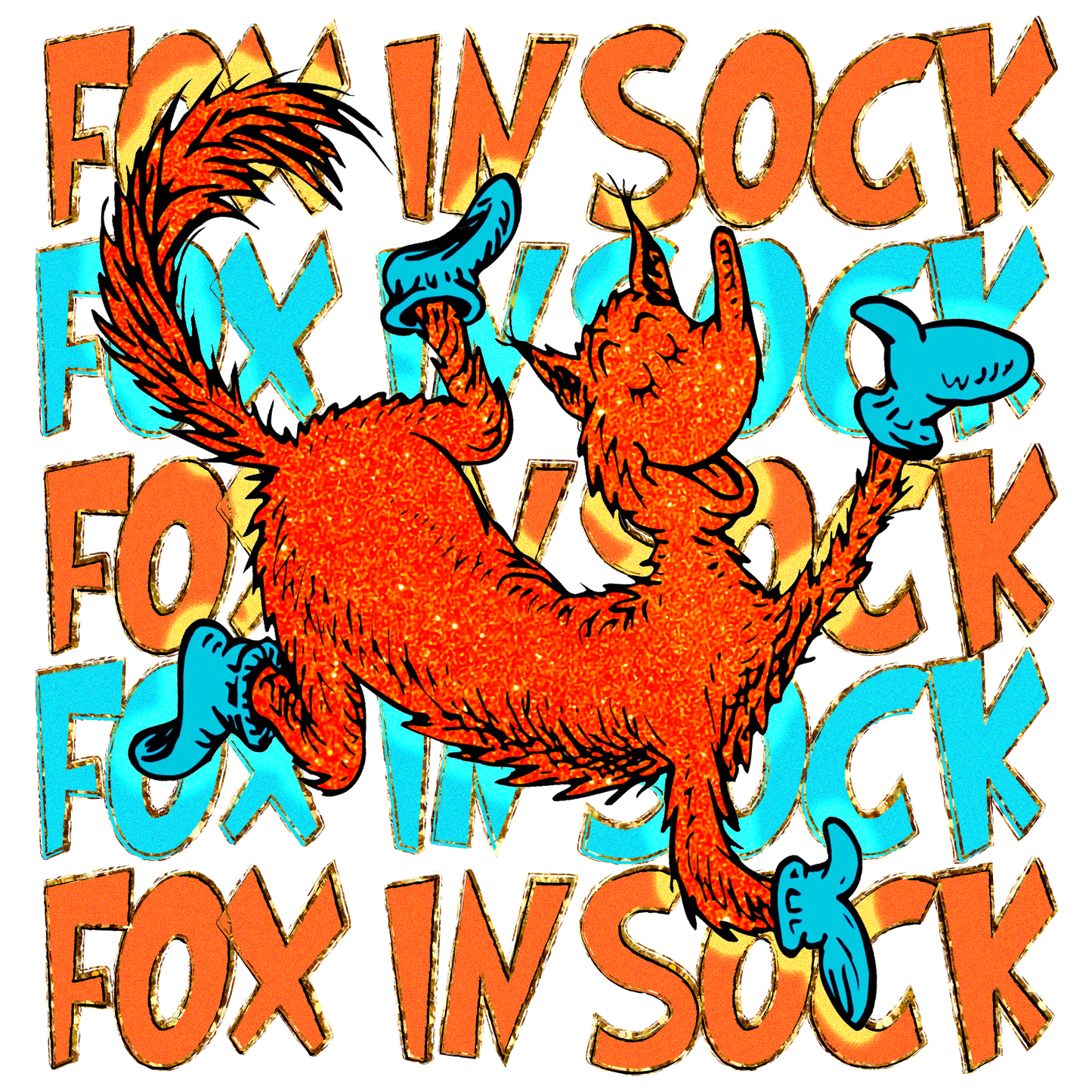Fox in socks, Character, heat transfer, press and peel, no shirt, made to order