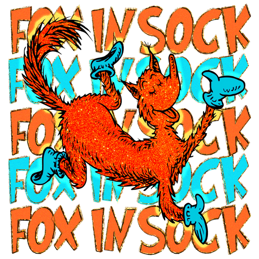Fox in socks, Character, heat transfer, press and peel, no shirt, made to order