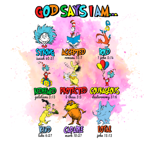 God says, Character, heat transfer, press and peel, no shirt, made to order