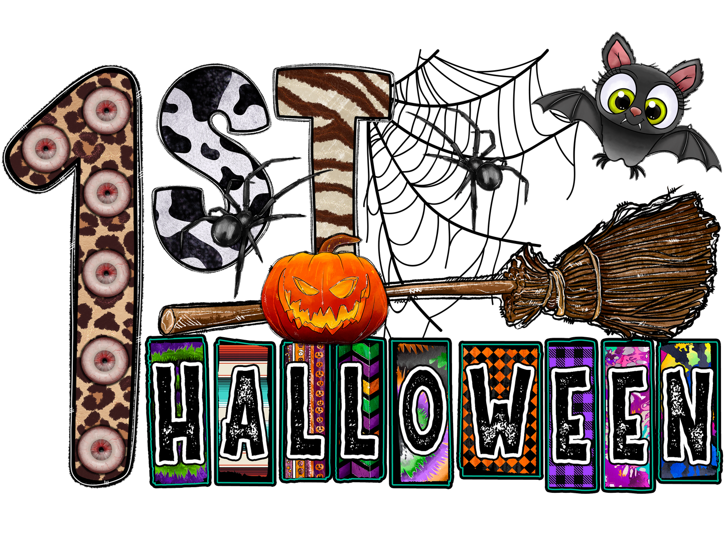 1st Halloween  heat transfer, press and peel, no shirt