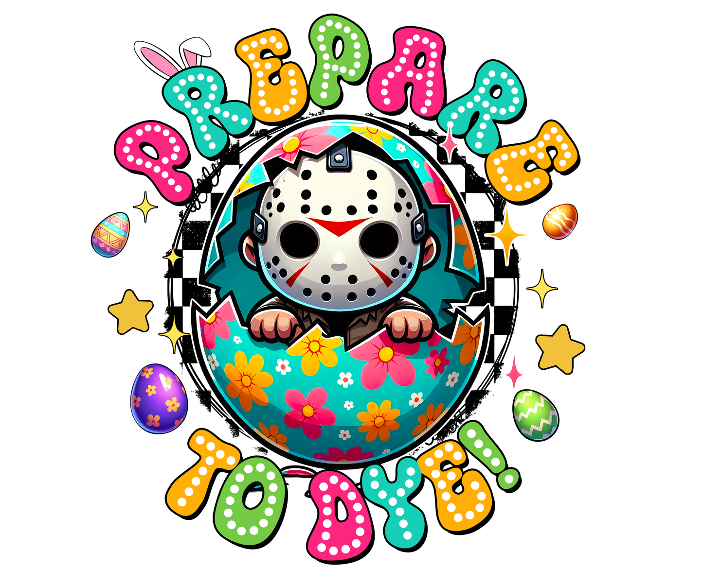 Horror, Easter, heat transfer, press and peel, no shirt, made to order