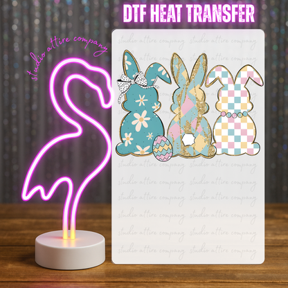 Bunnies, Easter, DTF Heat Transfer, Press and peel, Full color, Instant press, MTO