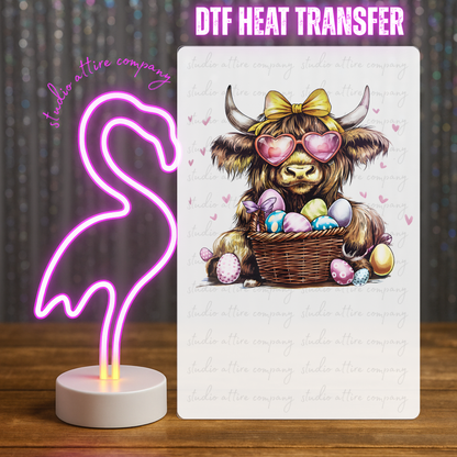 Highland Cow, Easter, DTF Heat Transfer, Press and peel, Full color, Instant press, MTO
