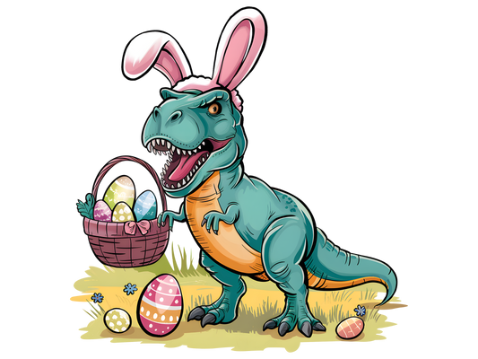 Dino, Easter, heat transfer, press and peel, no shirt, made to order
