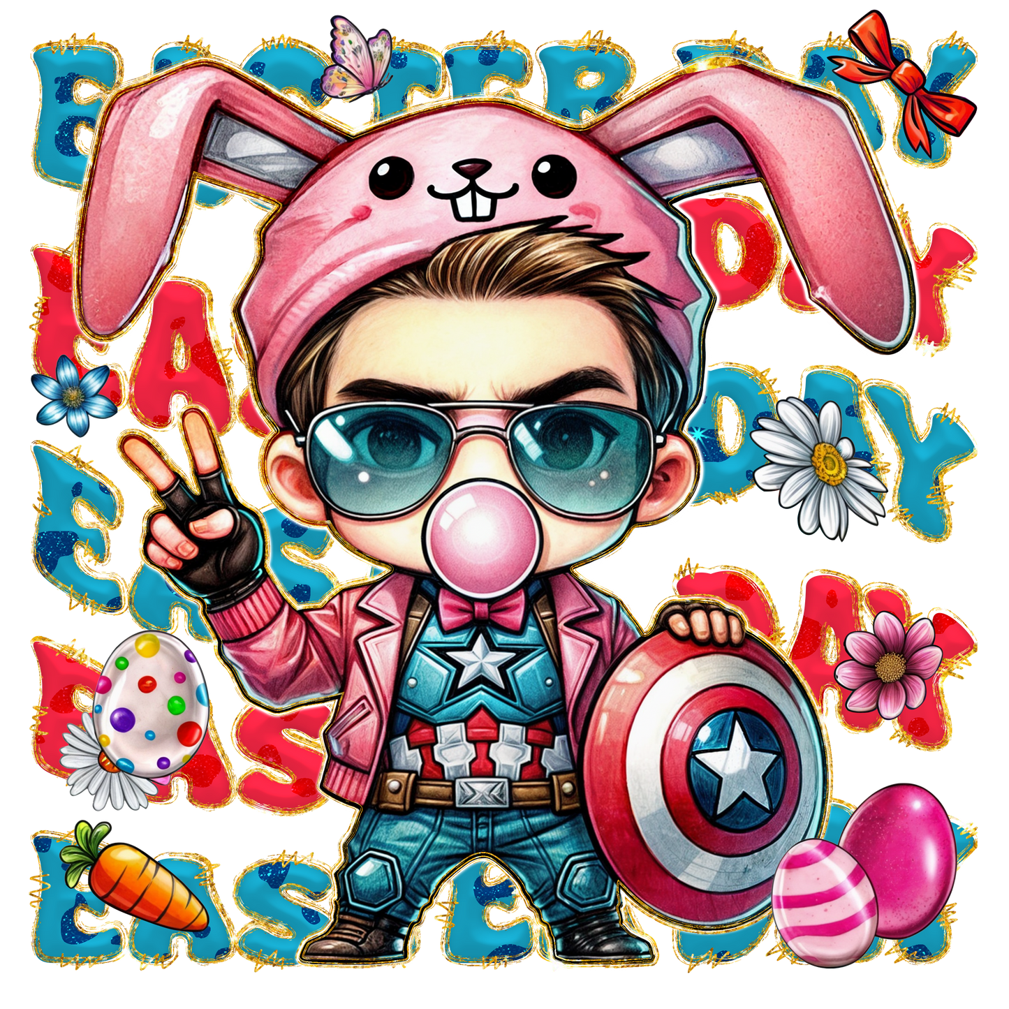 Easter, Character, heat transfer, press and peel, no shirt, made to order