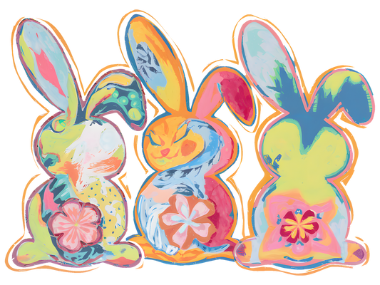 Easter, Three bunnies, heat transfer, press and peel, no shirt, made to order