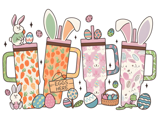 Cups, Easter, heat transfer, press and peel, no shirt, made to order
