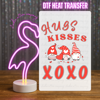 Hugs kisses xoxo, Valentine, Heat transfer, Press and peel, Full color, Instant press, MTO