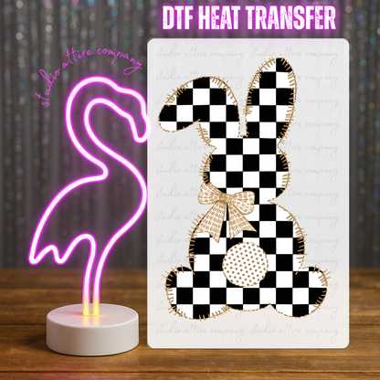 Checkered bunny, Easter, DTF Heat Transfer, Press and peel, Full color, Instant press, MTO