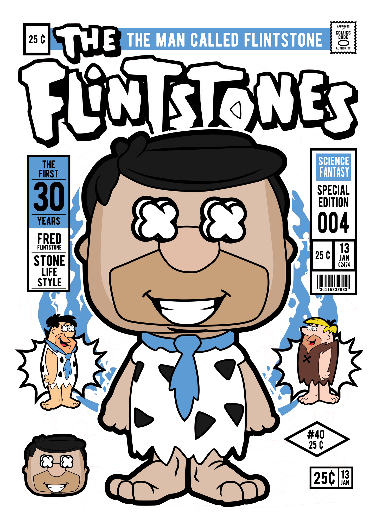 Flintstones, Funko, heat transfer, press and peel, no shirt, made to order