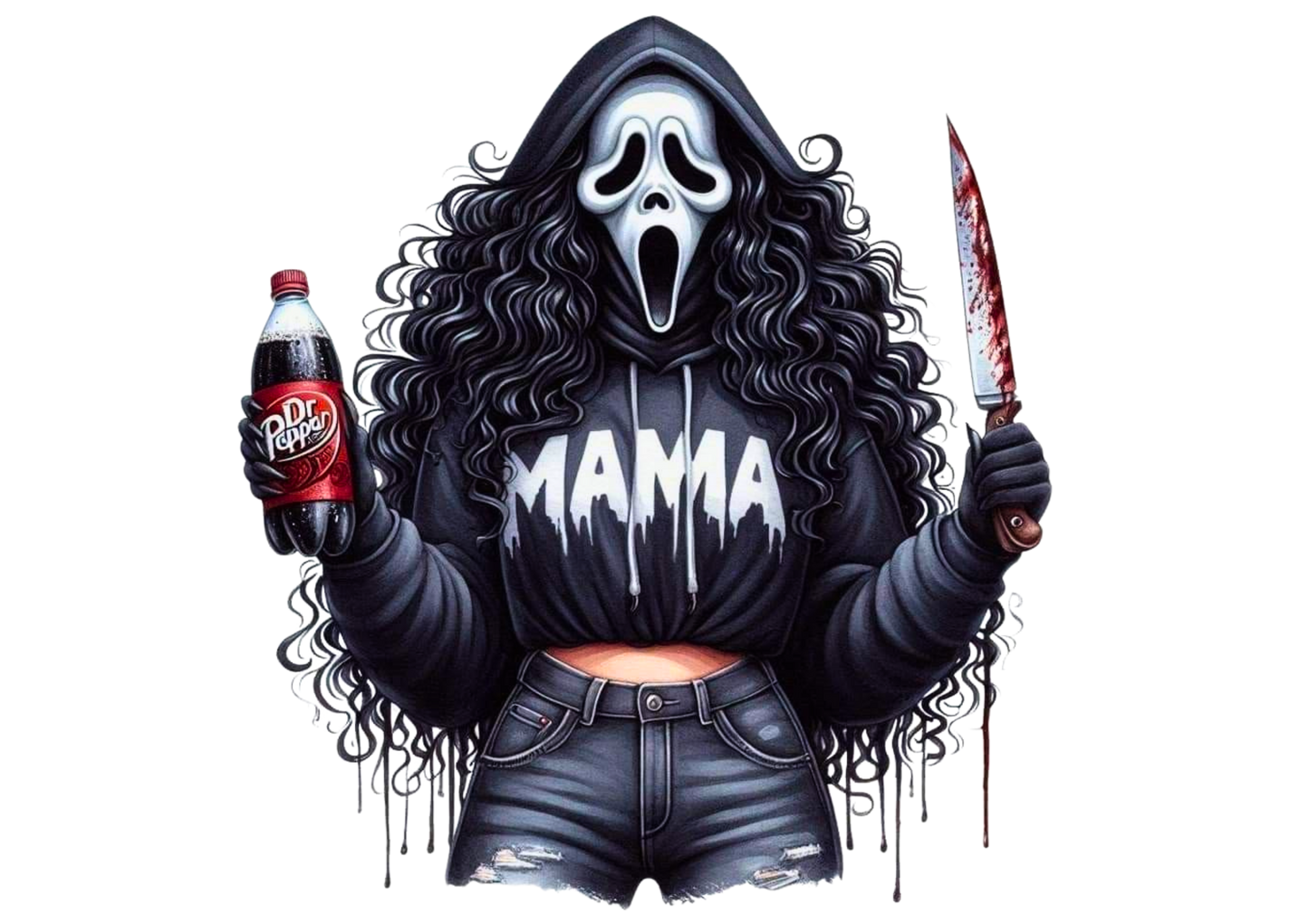 Horror girl, heat transfer, press and peel, no shirt, made to order