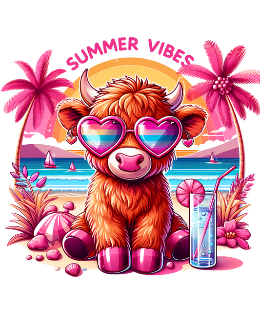 Summer, animal, heat transfer, press and peel, no shirt, made to order
