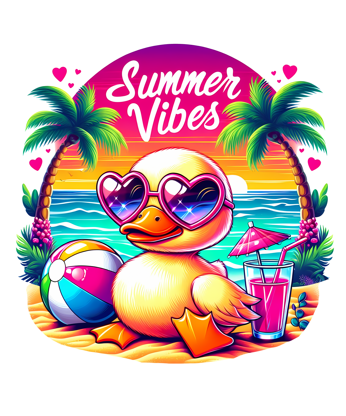 Summer, animal, heat transfer, press and peel, no shirt, made to order