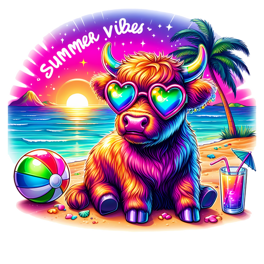 Summer, heat transfer, press and peel, no shirt, made to order