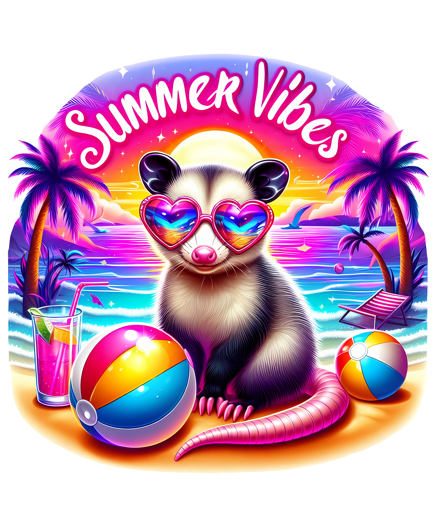 Summer, animal, heat transfer, press and peel, no shirt, made to order