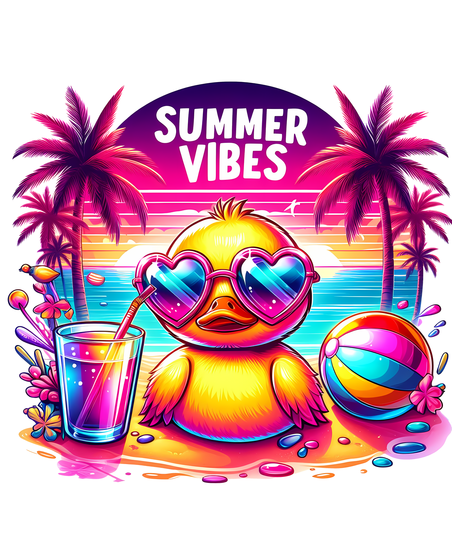 Summer, animal, heat transfer, press and peel, no shirt, made to order