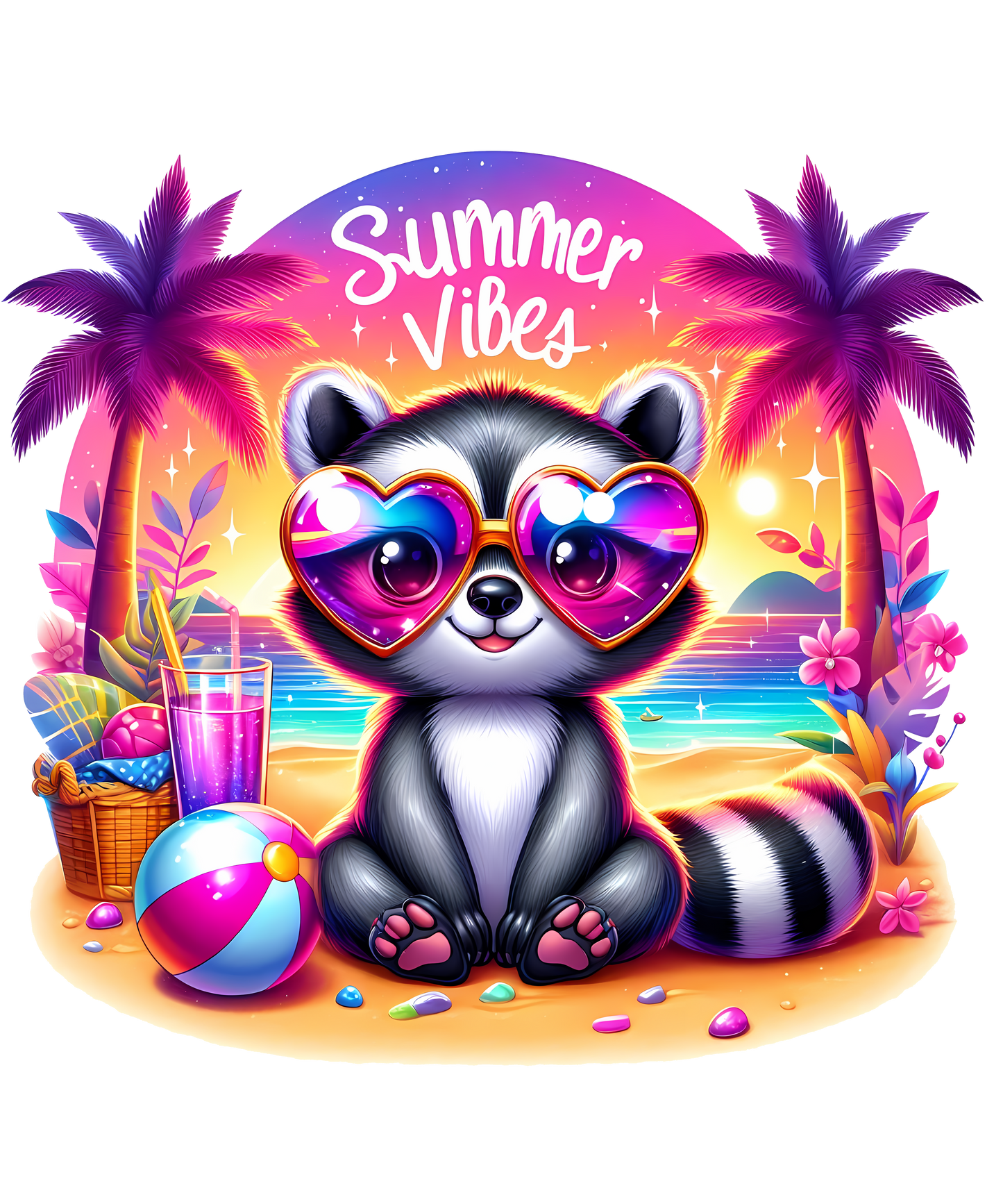 Summer, animal, heat transfer, press and peel, no shirt, made to order